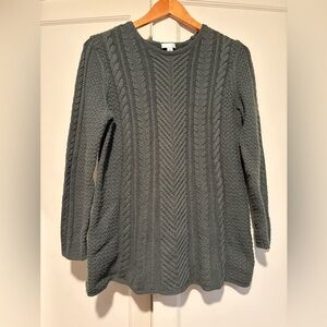 J. Jill Green Cable Knit Tunic Sweater